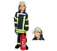 Maskworld Uniforme de pompier allemand réaliste avec veste, pantalon et casque pour les petits pompiers - Costume pour enfant - Costume pour carnaval et Halloween - Taille 104