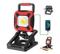 MASMEJOR Projecteur de Chantier LED Rechargeable 2100LM avec Pince & Aimant - 4000mAh, 4 Modes d'éclairage, Pivot 360°, Idéal pour Chantier, Atelier, Camping, Réparation et Urgence