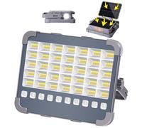 MASMEJOR Projecteur LED Rechargeable 100W 10000LM, Projecteur de Chantier avec Double Panneaux Solaires et Lampe Torche 15000mAh, Lampe de Travail pour Camping, Chantier, Garage, Pêche, Jardin