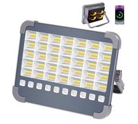 MASMEJOR Projecteur LED Rechargeable 100W, 10000LM Projecteur de Chantier avec Panneau Solaire, 5 Modes d'éclairage, Lampe de Travail Idéal pour Camping, Chantier, Garage, Pêche, Jardin