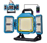 Masmejor Projecteur LED Rechargeable 300W 30000LM avec 3 Panneaux Solaires - 25000mAh Lampe de Travail, 4 Modes de Éclairage pour Chantier, Réparation, Extérieur, Urgence