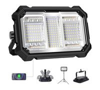 MASMEJOR Projecteur LED Rechargeable 80W 8000LM, Projecteur sur Batterie 10000mAh, Base Magnétique et 5 Modes - Lampe de Travail pour Camping, Jardin, Chantier, Garage, Pêche