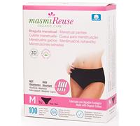 Masmi Culotte menstruelle très absorbante, lavable et réutilisable, équivalent à 4 tampons, coton bio GOTS 100 lavages (taille M)
