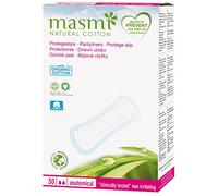 Masmi Protège-slips anatomiques en coton bio pour écoulement léger, hypoallergénique, biodégradable, sans parfum, viscose, rayonne, chlore et dioxines (30)