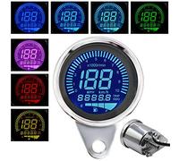MASO Compteur de vitesse universel pour moto, compteur multifonction tachymètre odomètre jauge de carburant avec 7 couleurs d'arrière-plan