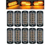 Maso Lot de 10 lampes stroboscopiques de secours pour camion - 12 LED - Barre d'éclairage - Clignotante - 12/24 V, Ambre