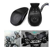 MASO Lot de 2 Haut-parleurs Audio pour Moto Bluetooth sans Fil MP3 - Étanche - Système d'amplificateur de Puissance Radio FM avec lumière LED - Noir