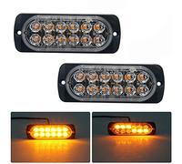 Maso Lot de 2 lampes stroboscopiques de secours pour camion - 12 LED - Barre d'éclairage - Clignotante - 12/24 V, Ambre