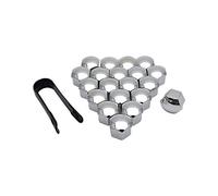 Maso Lot de 20 cache-écrous de roue de voiture en chrome argenté pour écrous de roue de 17 mm