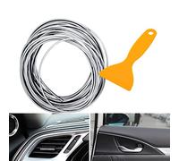 MASO Moulure décorative pour intérieur de voiture, décoration universelle, bande adhésive à rayures, 10 m, argentée, ABS, bandes 3D avec outil