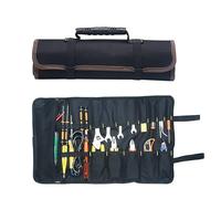 Maso Sac à outils portable 22 poches en toile Oxford 600D enroulable pour outils de rangement facile et portable Idéal pour les travaux manuels, les réparateurs Noir