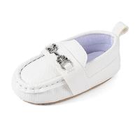 MASOCIO Mocassin Bebe Garcon Chaussures Premier Pas Garçon Bébé 12 18 Chausson Antiderapante Taille 20 15-18 Mois Blanc