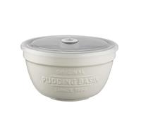 Mason Cash - Bassin de pudding innovant en céramique avec couvercle hermétique et suivi de temps de cuisson, 0,9 litre, blanc/gris