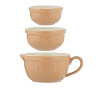 Mason Cash Lot de 3 bols à mesurer | Ensemble de mesure en céramique avec 1 bol, 1/2 bol et 1/4 | Faïence classique | Design empilable | Ustensiles de cuisine britanniques emblématiques | Collection