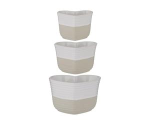 Mason Cash Rustic Charm Lot de 3 tasses à mesurer en grès avec motif cœur gravé pour un rangement facile, 1 tasse, 1/2 tasse et 1/4 tasse, finition mate et brillante