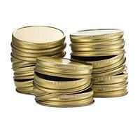 Mason Jar,Couvercles Pots Masons 24 paquets Mason Jar Couvercles de fuite la bouche régulière Sécurisage Secure Stockage Solide Casquettes (Or)