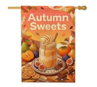 Mason Jar Drapeau de maison, fruits rustiques saisonniers, bâtons de cannelle, orange automne, double face, en toile de jute décorative pour extérieur, pelouse, cour, patio, entrée, 71,1 x 101,6 cm