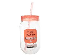 Mason Jar Enfant Rose avec Paille 45cl