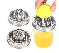 Mason Jar Lot de 2 couvercles en acier inoxydable pour presse-agrumes à large ouverture