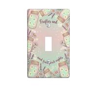 Mason Jar Plaque de protection pour interrupteur simple en plastique vert pastel rustique et fantaisiste chrysanthème lavande été taille standard pour nouvel appartement, maison, chambre à coucher