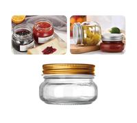 Mason Jars Bocal en verre à large ouverture avec couvercles hermétiques pour fermentation, marinage, préparation des repas, avoine et centres de table Doré 150 ml