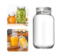 Mason Jars Bocal en verre à large ouverture avec couvercles hermétiques pour fermentation, marinage, préparation des repas, avoine et centres de table Argenté 1000 ml