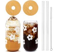 Mason Life Lot de 2 tasses en verre avec couvercles et pailles, pour la Saint-Valentin, à café glacé avec couvercles, en forme de canette de bière, smoothie, gobelets à café en verre, 532 ml