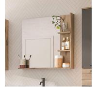 Mason miroir de salle de bain 80cm 3 tablettes chêne décor.