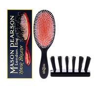 Mason Pearson Pocket Gentle Nylon Brush - NG2 Dark Ruby For Unisex 2 Pc Hair Brush and Cleaning Brush
