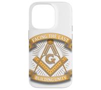Masonic_Symbol avec "Face à The_East, Building Unity" S&C Coque pour iPhone 14 Pro