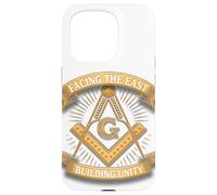 Masonic_Symbol avec "Face à The_East, Building Unity" S&C Coque pour iPhone 15 Pro