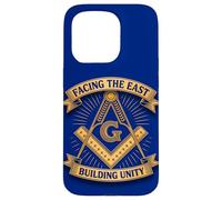 Masonic_Symbol avec "Face à The_East, Building Unity" S&C Coque pour iPhone 15 Pro