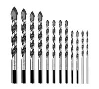 Masonry Drill Bit Set - Construction Drill Bits, Tile Tip Set for Concrete Metal Ceramic Glass, Carbide-Tipped Design, Drywall Stone Cement for Home Renovation, 4.88x0.47 Inches