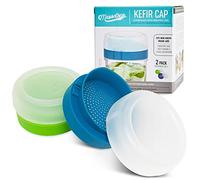 Masontops Couvercle de kefir - Couvercles de Bocal Mason à Large Ouverture - Égouttoir à Grains de Culture Vivante - Kit de débutant pour Fermentation à Domicile - 2 Lots