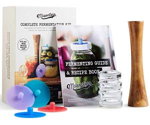 Masontops Kit Complet de Bocal de Fermentation Mason - Kit de bocaux pour Fermentation de légumes avec Grande Ouverture - Equipements Essentiels pour Bricoleur