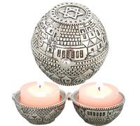 Masoret Bougeoirs de Voyage en métal pour Shabbat juif - Chandeliers de Jérusalem, bougeoirs de Voyage dans Une boîte avec Couvercle 5,1 cm