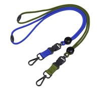 Masper Lot de 2 cordons de sécurité bleus et vert olive avec curseur de réglage rond, boucle amovible et crochet pivotant en métal, idéal pour les clés, les porte-carte d'identité, les sifflets, Bleu