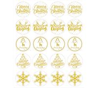 Masper Lot de 500 autocollants de Noël de 3,8 cm en 25 feuilles de 20 autocollants de chaque, 5 motifs dorés transparents de vacances d'hiver pour décorations de Noël, enveloppes, cartes, travaux