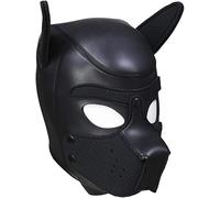 Masque à capuche amovible pour chien adulte - Masque intégral amovible pour Halloween et costumade - Accessoires de performance, cadeaux (noir)