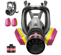 Masque à gaz complet pour la survie nucléaire et chimique - Masque respiratoire complet avec filtres 60923 et filtres de 40 mm contre la poussière, les vapeurs organiques, les gaz à peindre, les