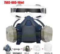 Masque À Gaz Demi-Visage,Bouclier Anti-Poussière 5n11,Filtres À Particules,Masque Respiratoire De Sécurité,Pulvérisation De Peinture Pour Le Travail Industriel,6200 7502.7502-603-16in1.