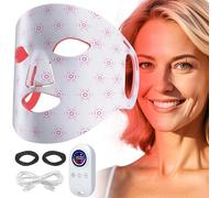 Masque à lumière rouge pour le visage, masque facial en silicone doux à LED avec télécommande, masque à lumière rouge 660 nm et 850 nm avec fonction de synchronisation, réduction des rides, anti-âge