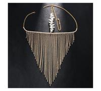 Masque à Strass Élégant Avec Chaîne Masque facial noir à franges, orné de strass et de cristaux, fait main, for femme, accessoire de mode rave, bijou de visage, voile de danse orientale(Gold Mask)