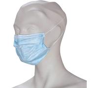 Masque à usage unique, masque chirurgical médical EN 14683 Type II, bleu, 3 couches, de haute qualité, avec boucles en caoutchouc (oreillettes), PP non-tissé, barrette nasale malléable, , 50 pièces (b