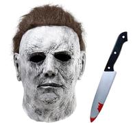 Masque Adulte, Halloween Michael Myers Killer Horreur Latex avec Couteau Jouet Carnaval Cosplay Costume