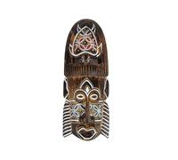 Masque Africain en Bois 30cm Motif Tortue colorée.
