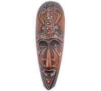 Masque africain motif tribal - Décoration artisanale en bois 30cm Marron