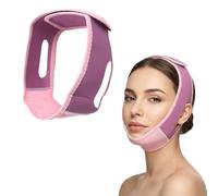 Masque anti-double menton noir, masque jawline, apnée du sommeil, masque de menton réutilisable pour unisexe, double menton Enlèvement raffermissant et lifting du visage (violet-rose)