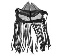 Masque Anti-Mouches avec Oreilles et Frange Détachable pour Cheval | Polyester , Protection Moustiques, Usage Extérieur par Temps Chaud, Couleur Noire