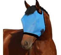 Masque anti-mouches bleu clair pour cheval grand espace respirant protection UV confortable en maille avec sangle réglable pour chevaux